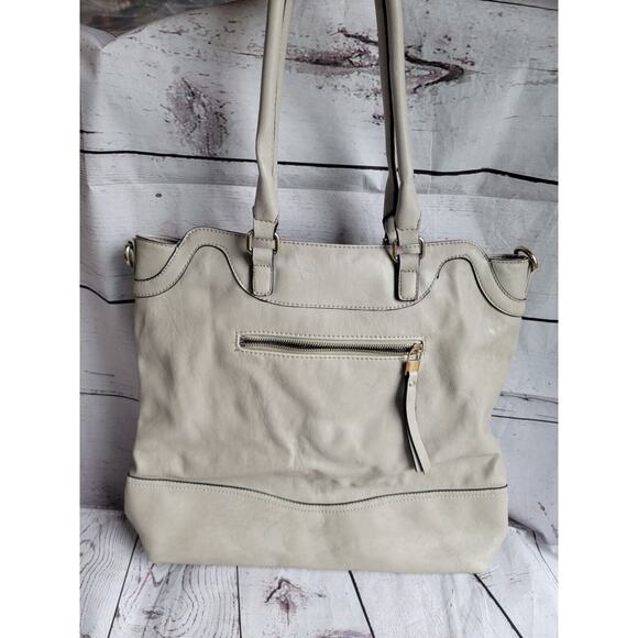 Moda Luxe Light Grayish Color Genuine Leather Hobo Bag Purse Handbag Tote READ - Picture 7 of 16